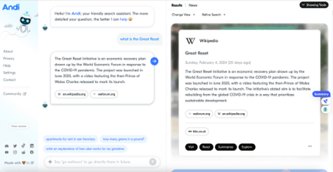 Conversational AI search interface