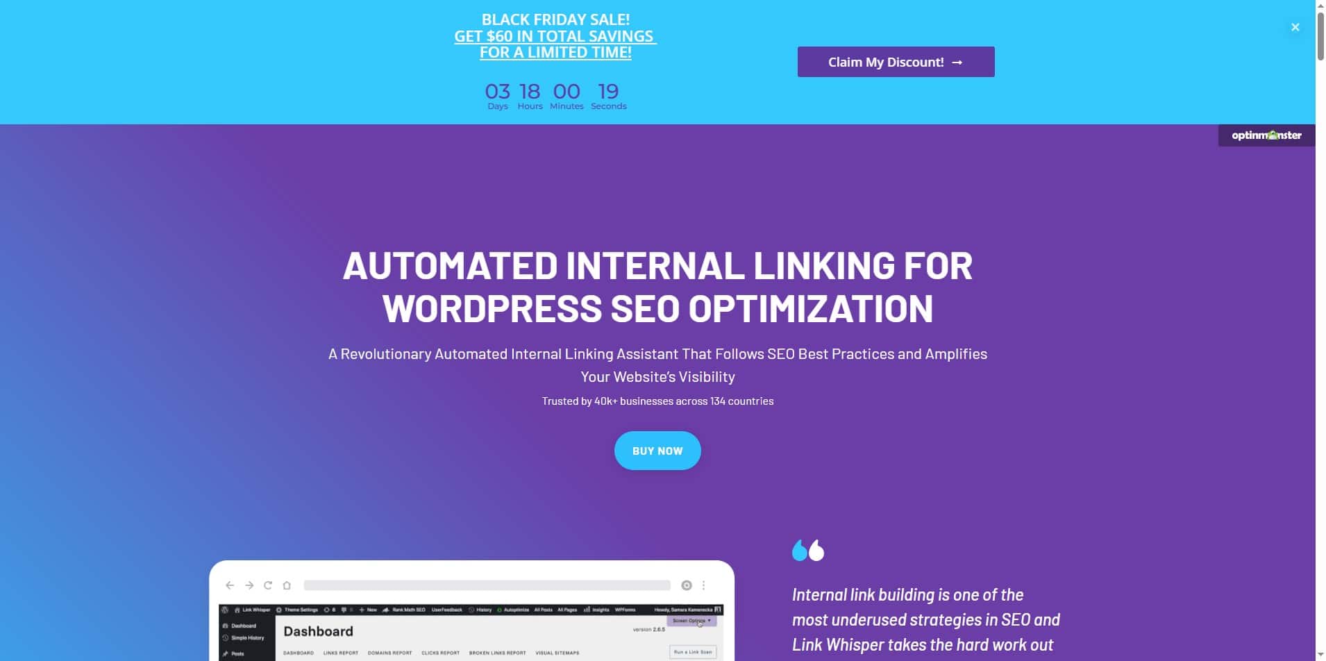 Internal link optimization dashboard