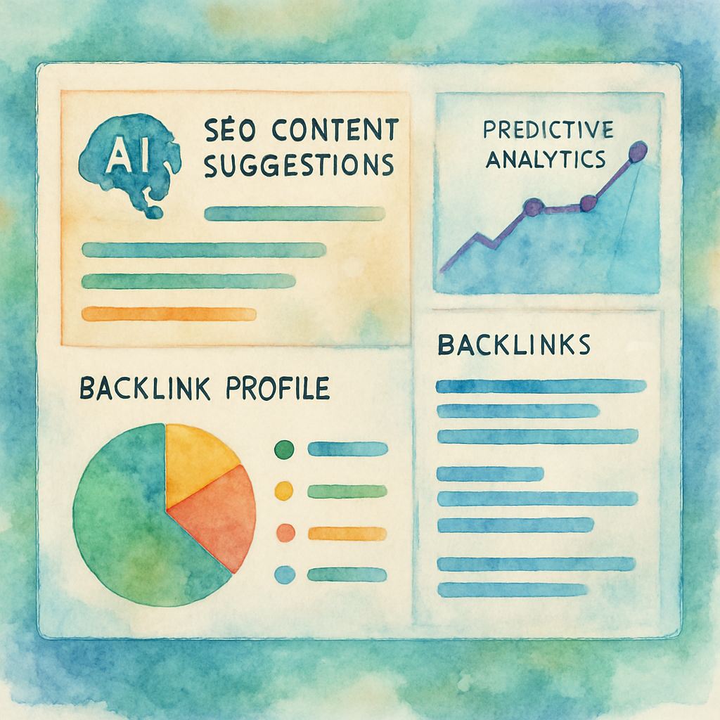 SEO tool dashboard showing AI features