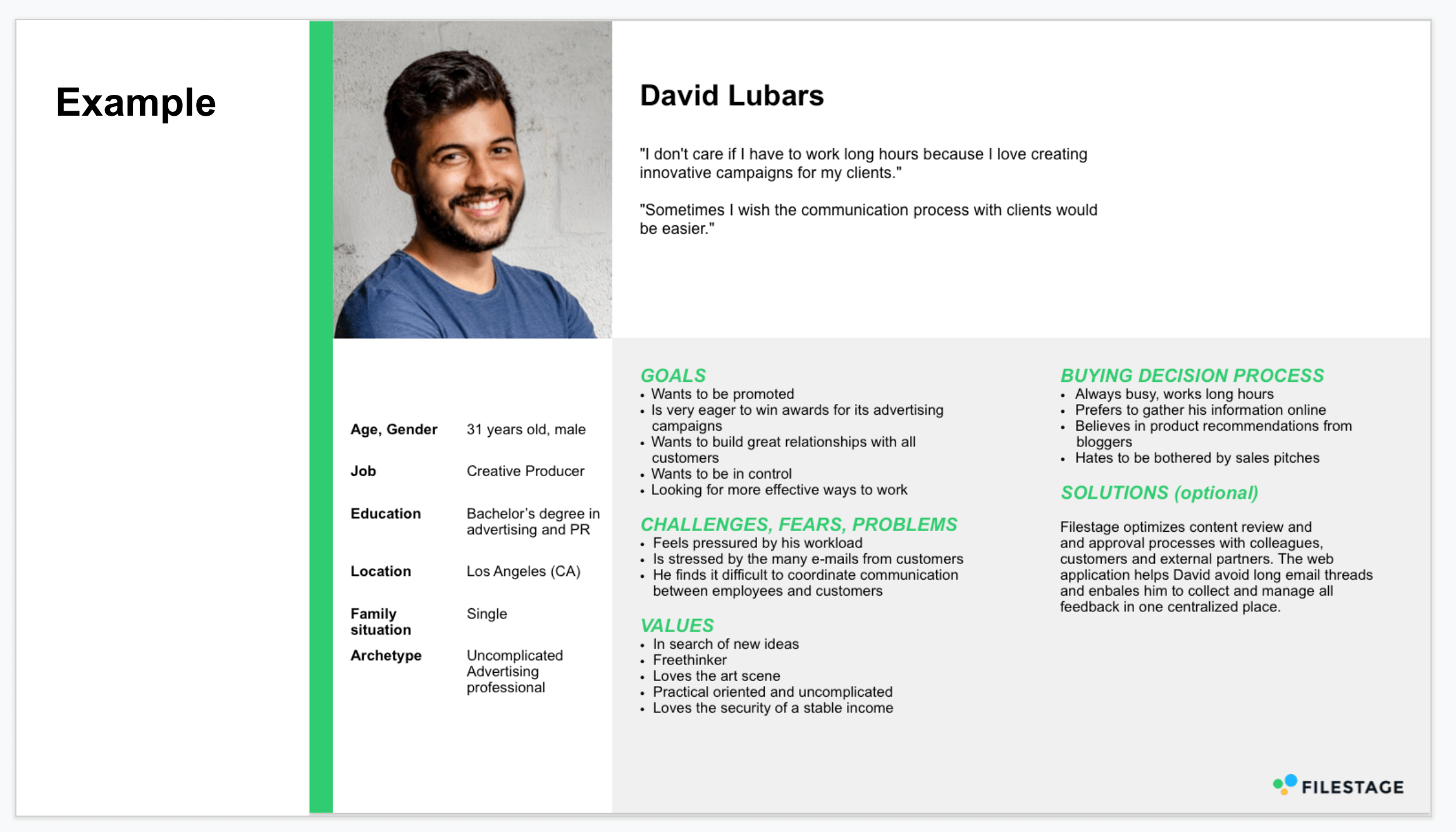 Ideal customer persona template