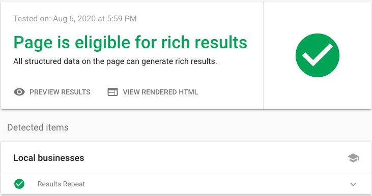 Google Rich Results Test interface