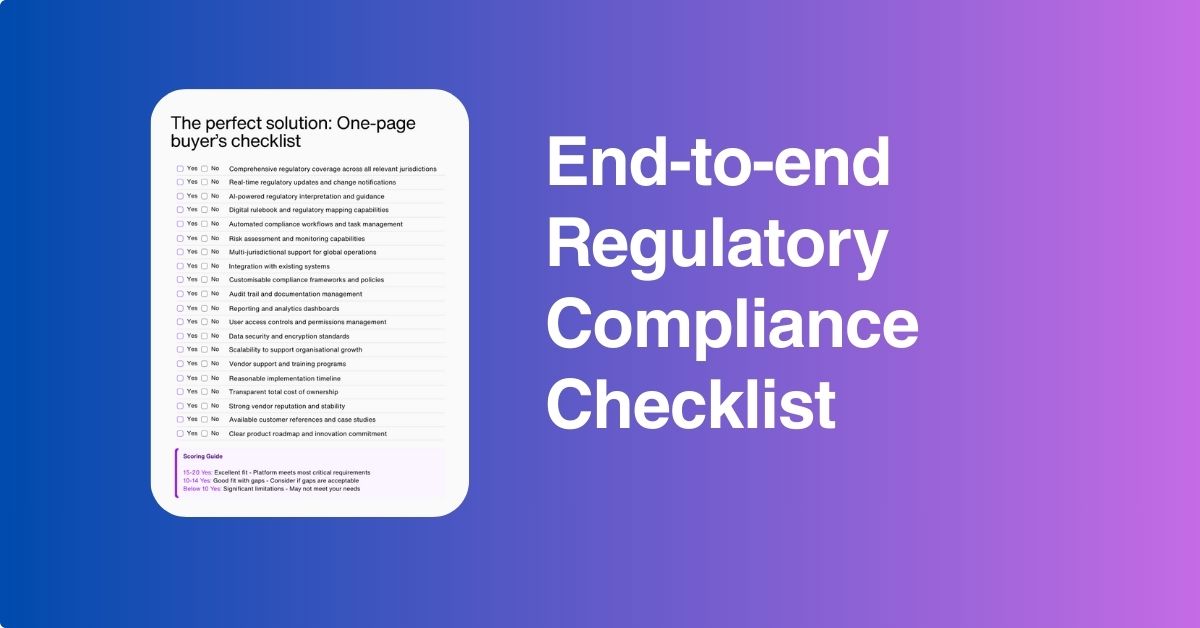 Regulatory compliance checklist workflow